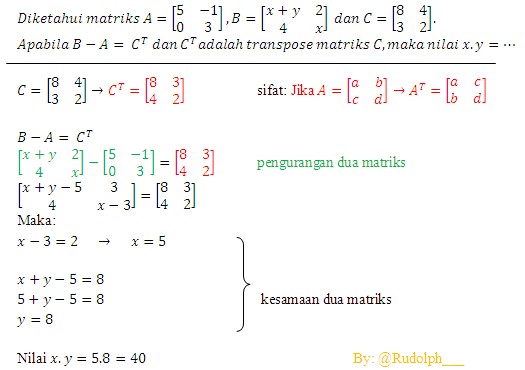 Soal Dan Pembahasan Matematika Matriks 1 5 Istana Mengajar