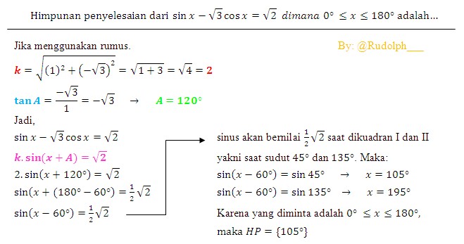 Soal dan Pembahasan Persamaan Trigonometri bentuk a.sin x 
